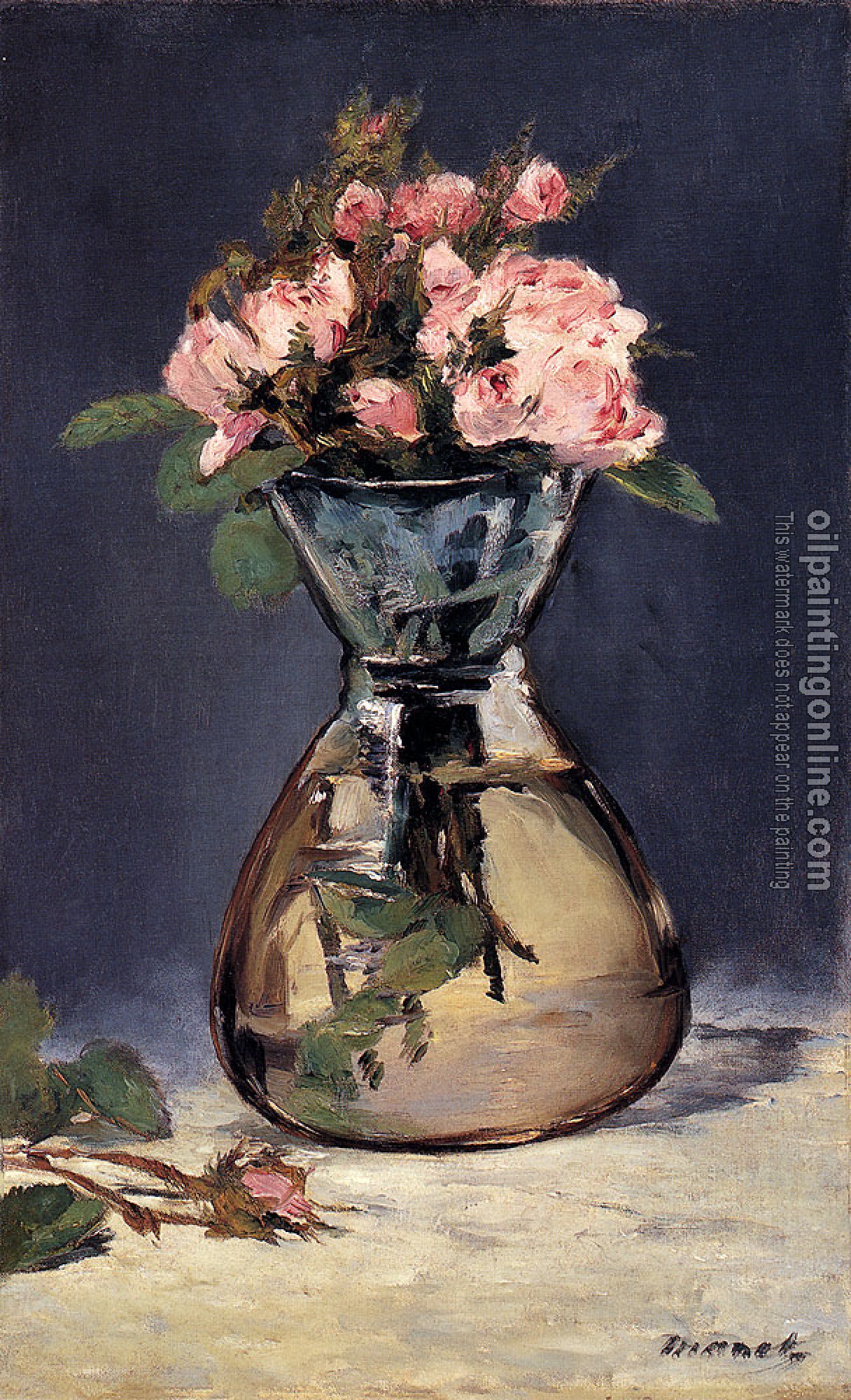 Manet, Edouard - Moss Roses In A Vase